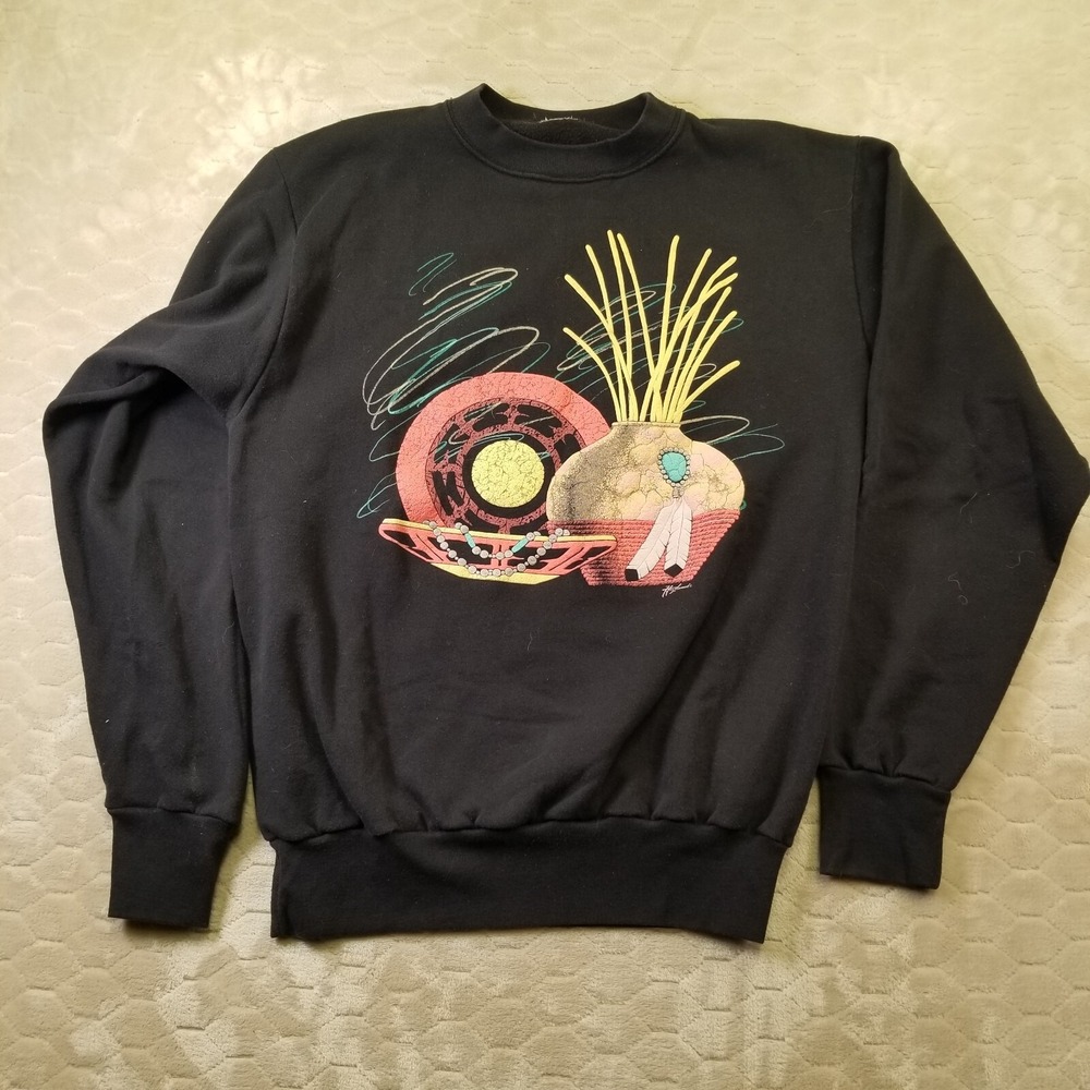 VTG 90s Southwestern Indian Pottery Hazelwood Crewneck Sweatshirt Sz XL